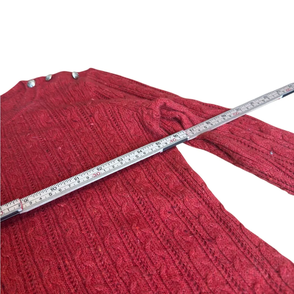 Talbots Women’s Burnt Orange Cable Knit Sweater Dress Button Shoulder Sz S EUC - Image 8