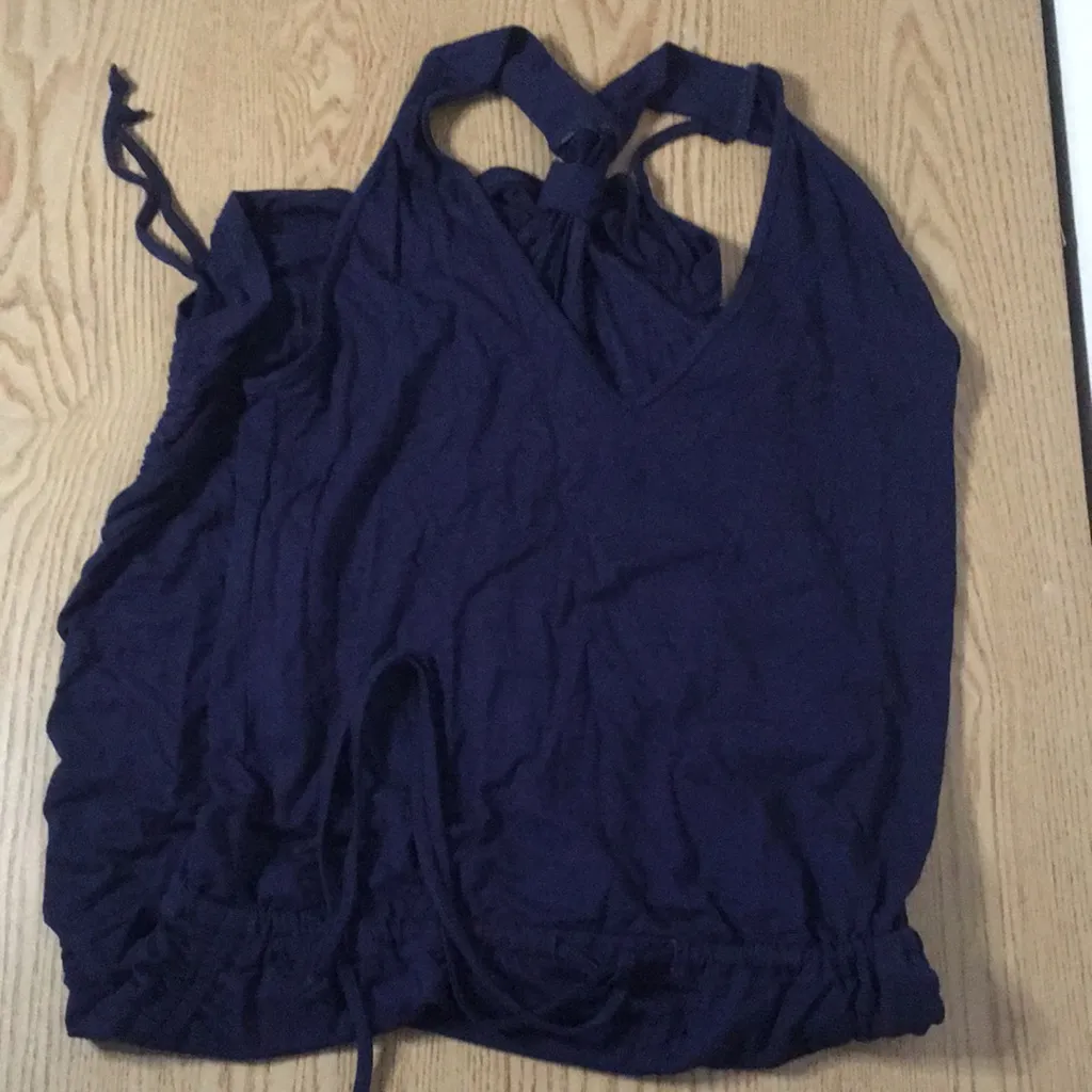 B10 New Womens Venus Ruched Tie Up Dress Lightweight Soft Navy Size Small - Image 3