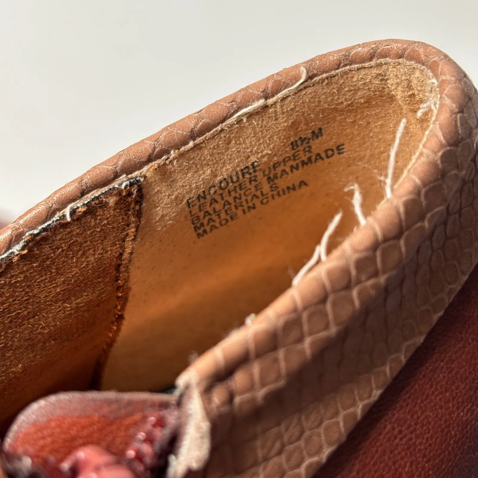 Poetic Licence London Brown Leather Ankle‎ Boots Bow Heel Snake Print 8.5M Size 8.5 - Image 8