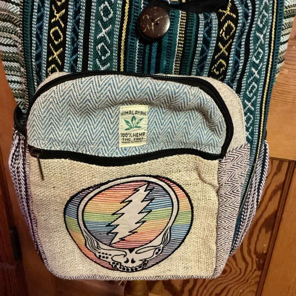 NWT Grateful Dead Hemp Pocket Crossbody Bag Rainbow Steal Your Face - Image 10