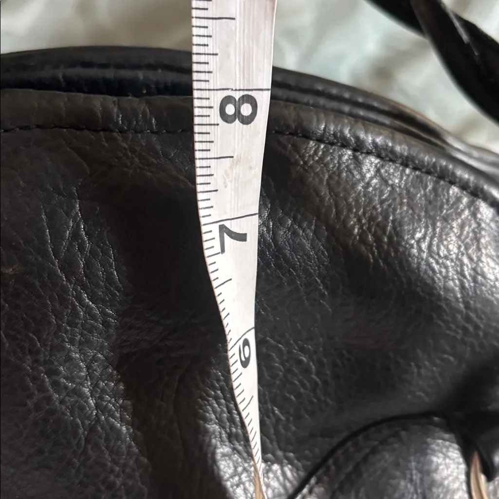 ALFANI BLACK LEATHER SHOULDER BAG DOMED SHAPE BRAIDED HANDLES SILVER ACCENTS - Image 15