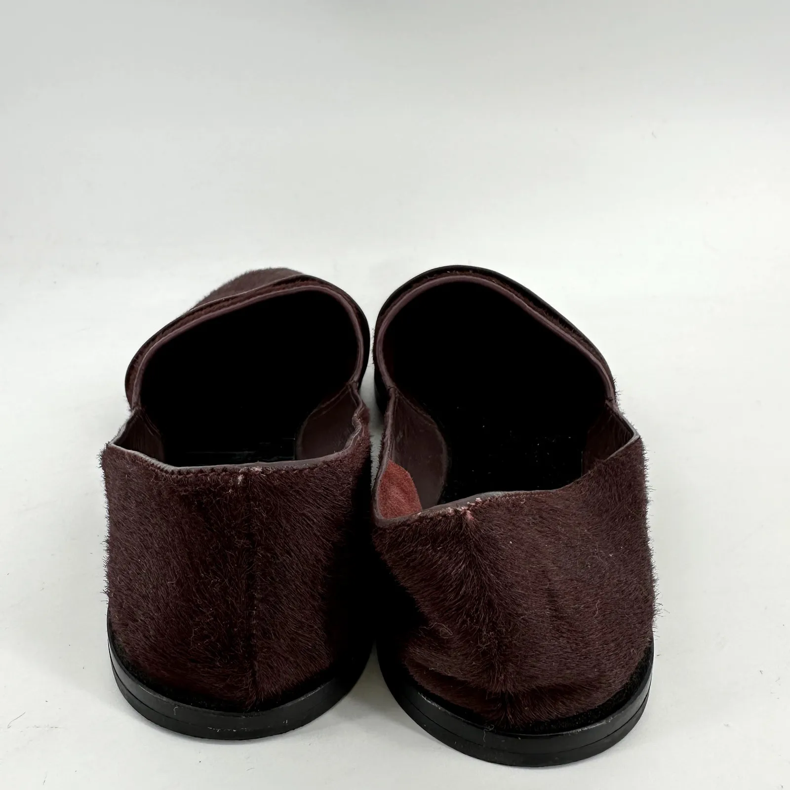 Vince Mason Calf Hair Flat Loafers Shoes Slip On Almond Toe Red Burgundy 5M - Image 5