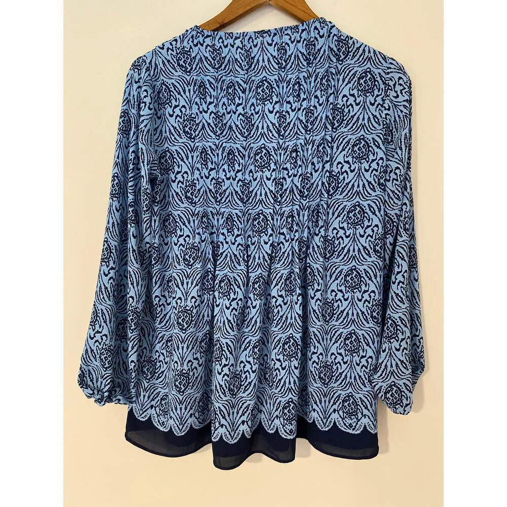 Lilly Pulitzer Marlina Tunic Bon Bon Blue Go Your Own Way Top Floral Long Sleeve - Image 7