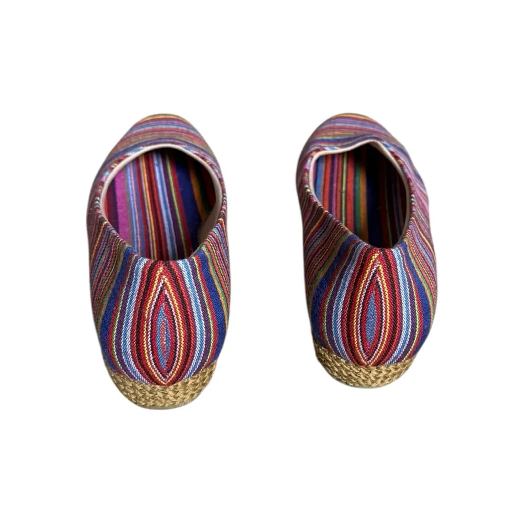 Beacon Phoenix Slip On Striped Ballet Espadrilles Wedge Stripe Size 8 Red - Image 4