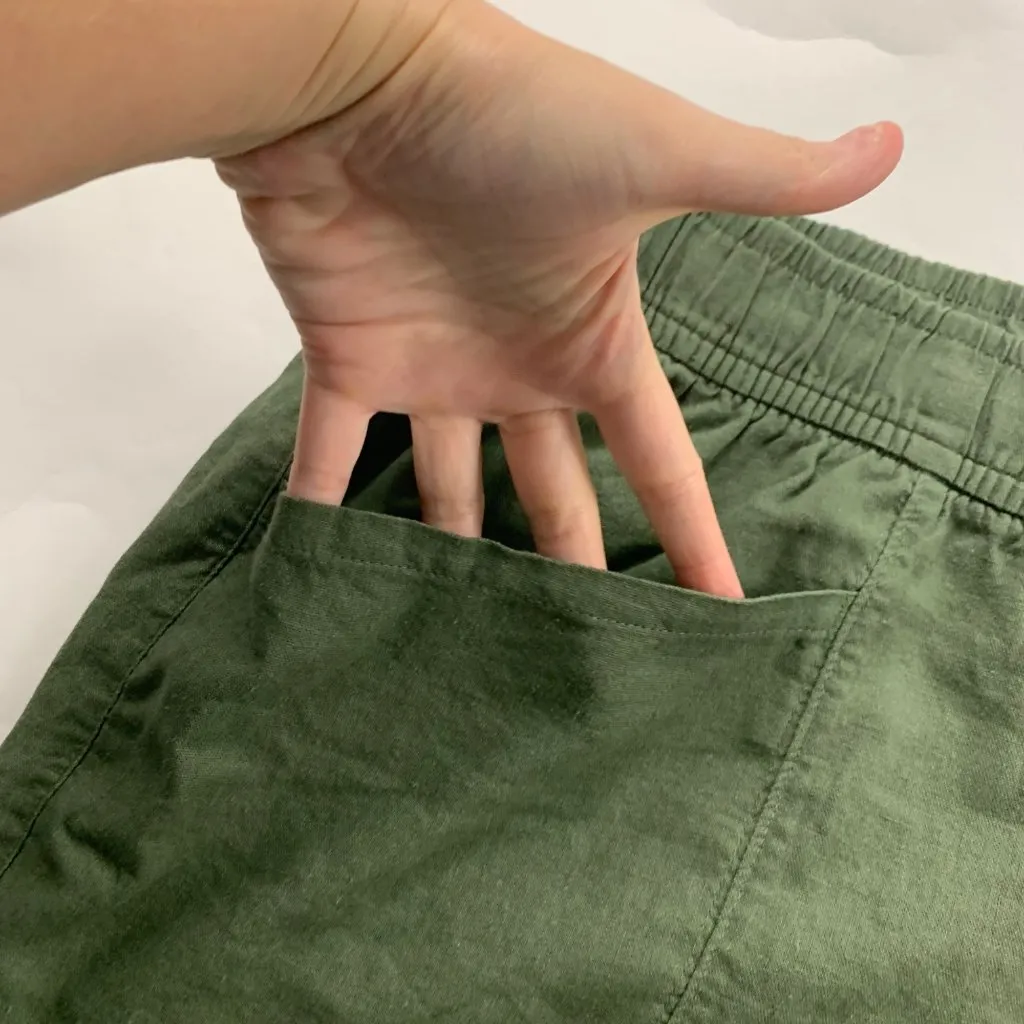 Old Navy Dark Olive Linen Blend High Rise Pull On Shorts 3X - Image 2