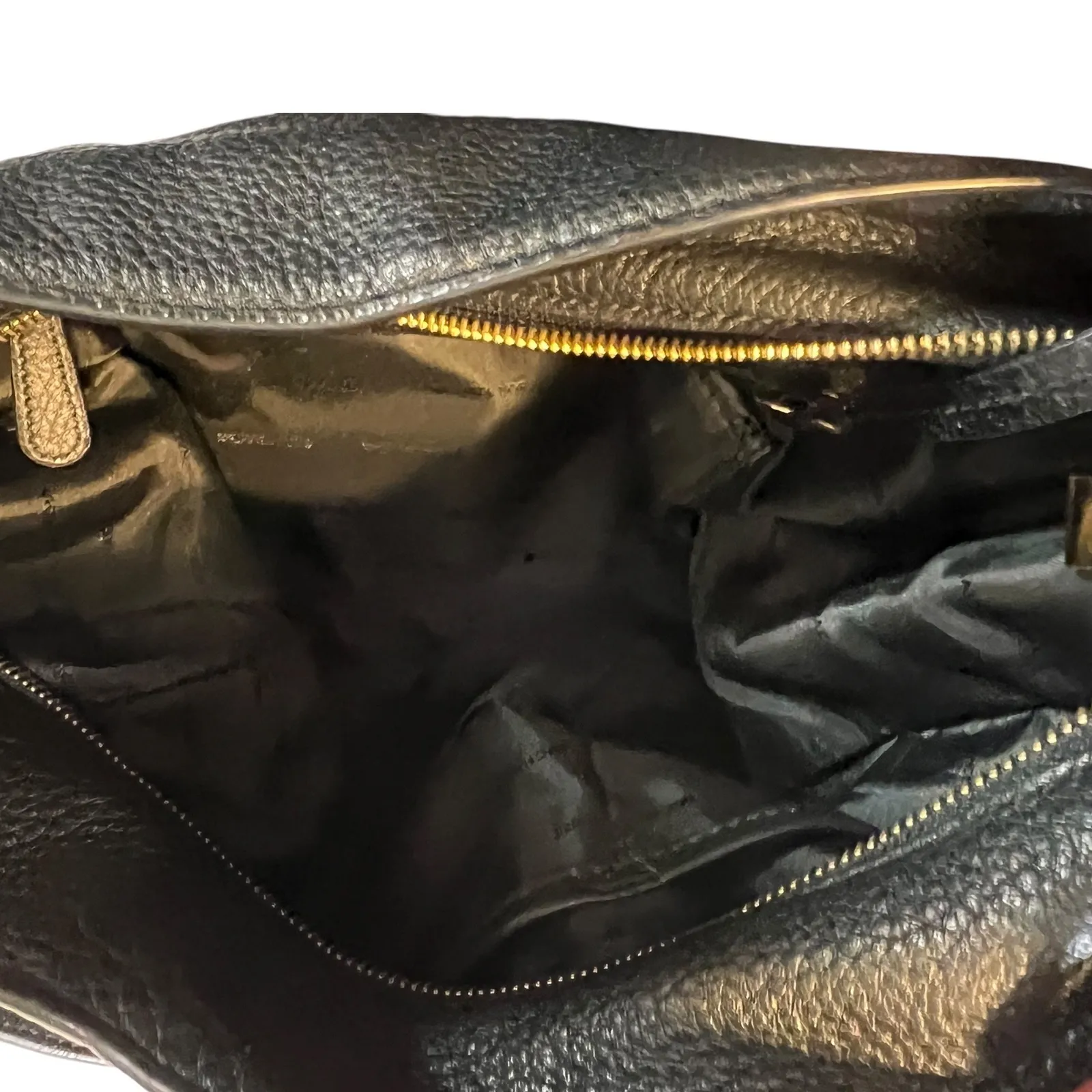 Michael Kors Black Pebbled Leather Shoulder Bag Hobo Purse Gold Hardware - Image 3