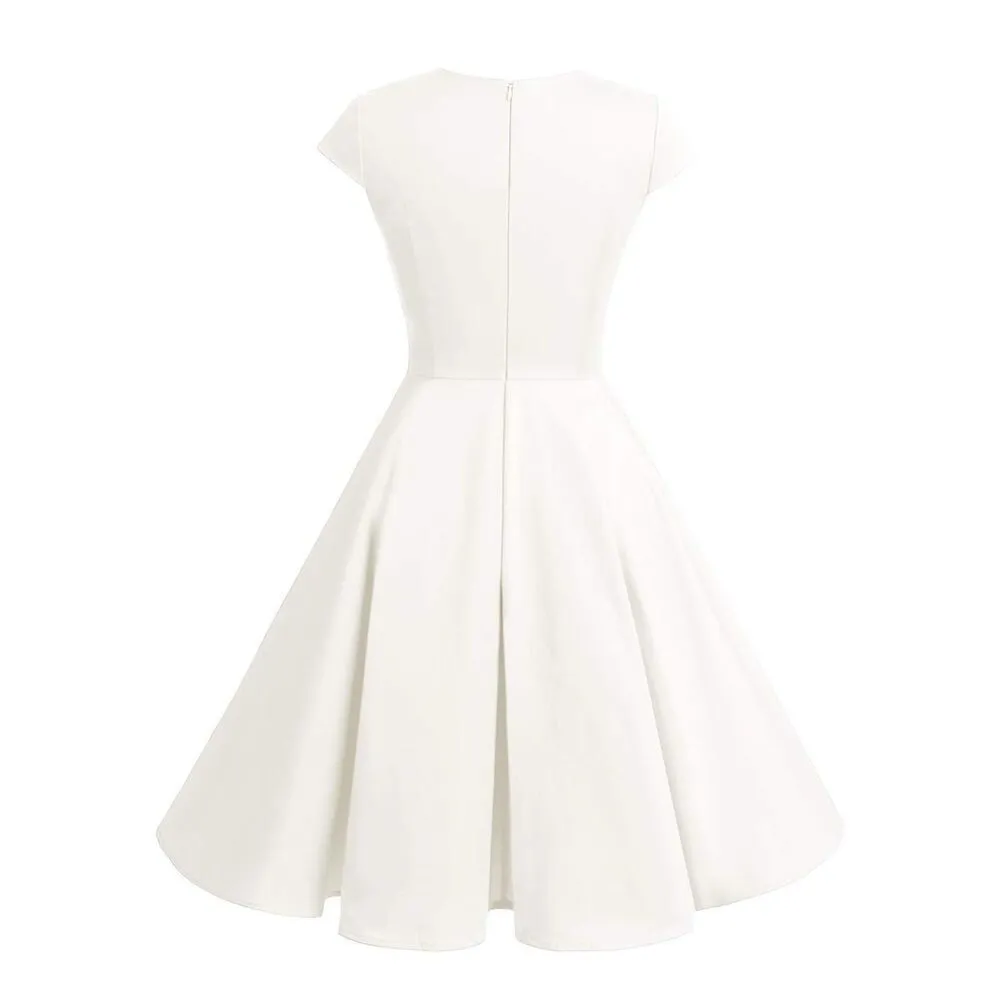 NEW Bbonlinedress 1950s Retro Vintage Cocktail Party Swing Dress M White Size M - Image 2