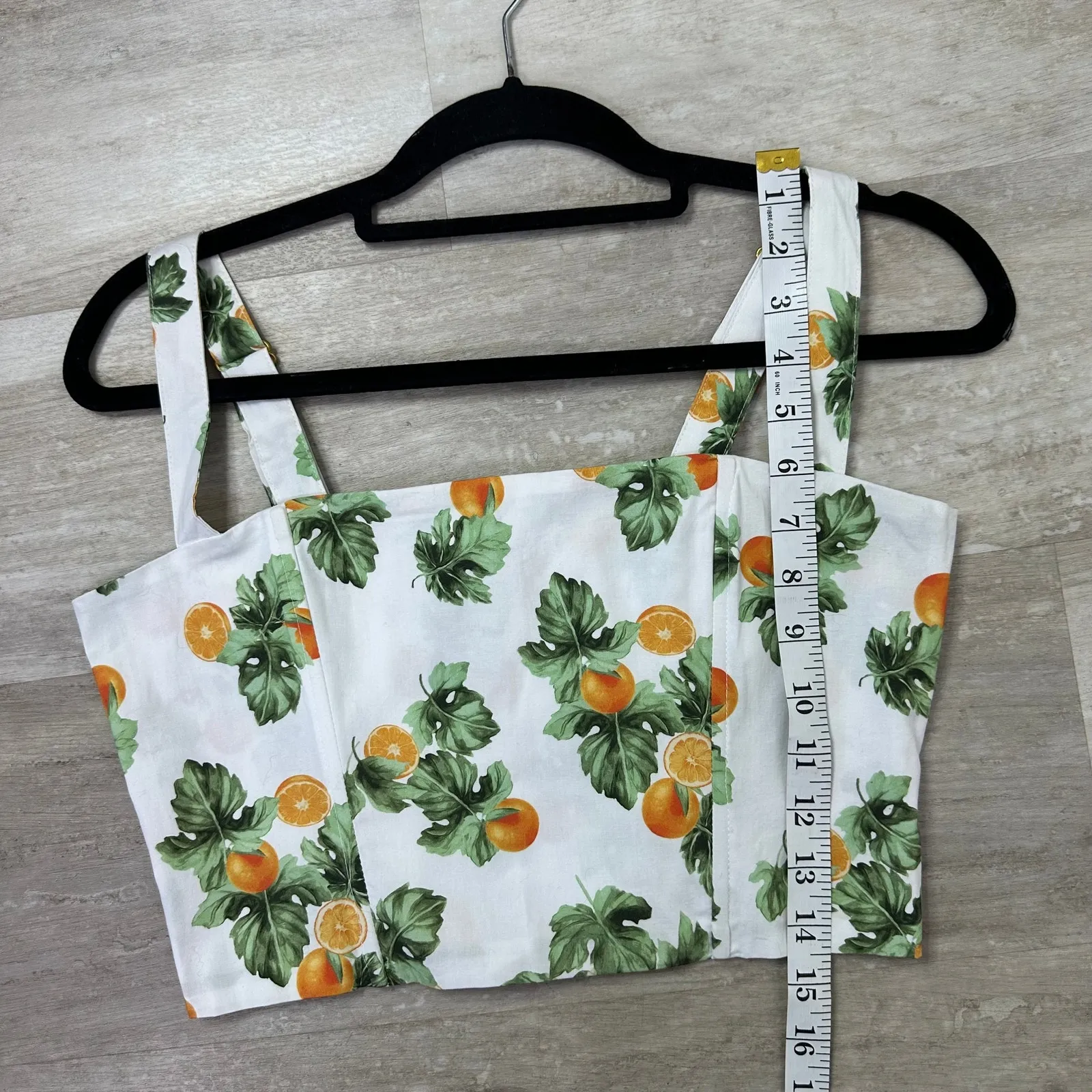WeWoreWhat Straight Neck Corset Crop Top Orange Fruit Print  Womens Size Small - Image 10