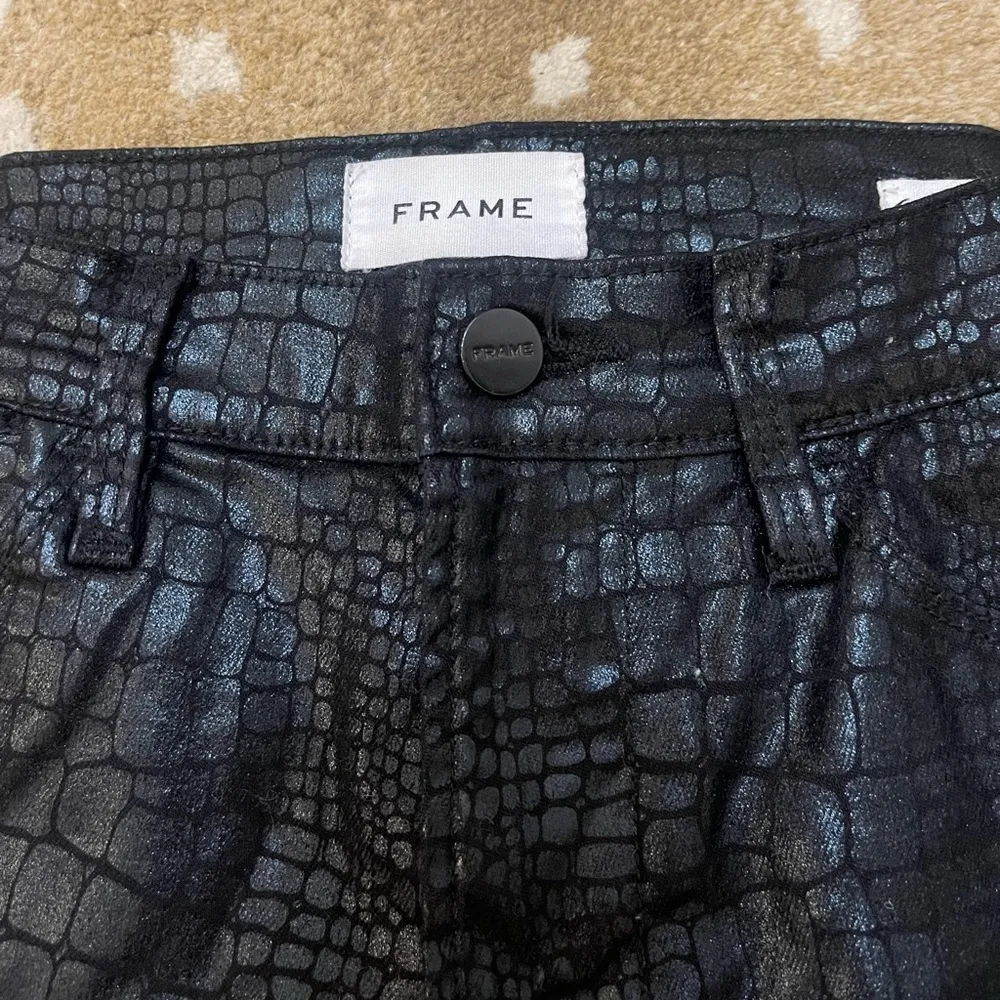 Frame Le High Skinny Jeans Noir Croc corcodile shine women’s size 24 - Image 5