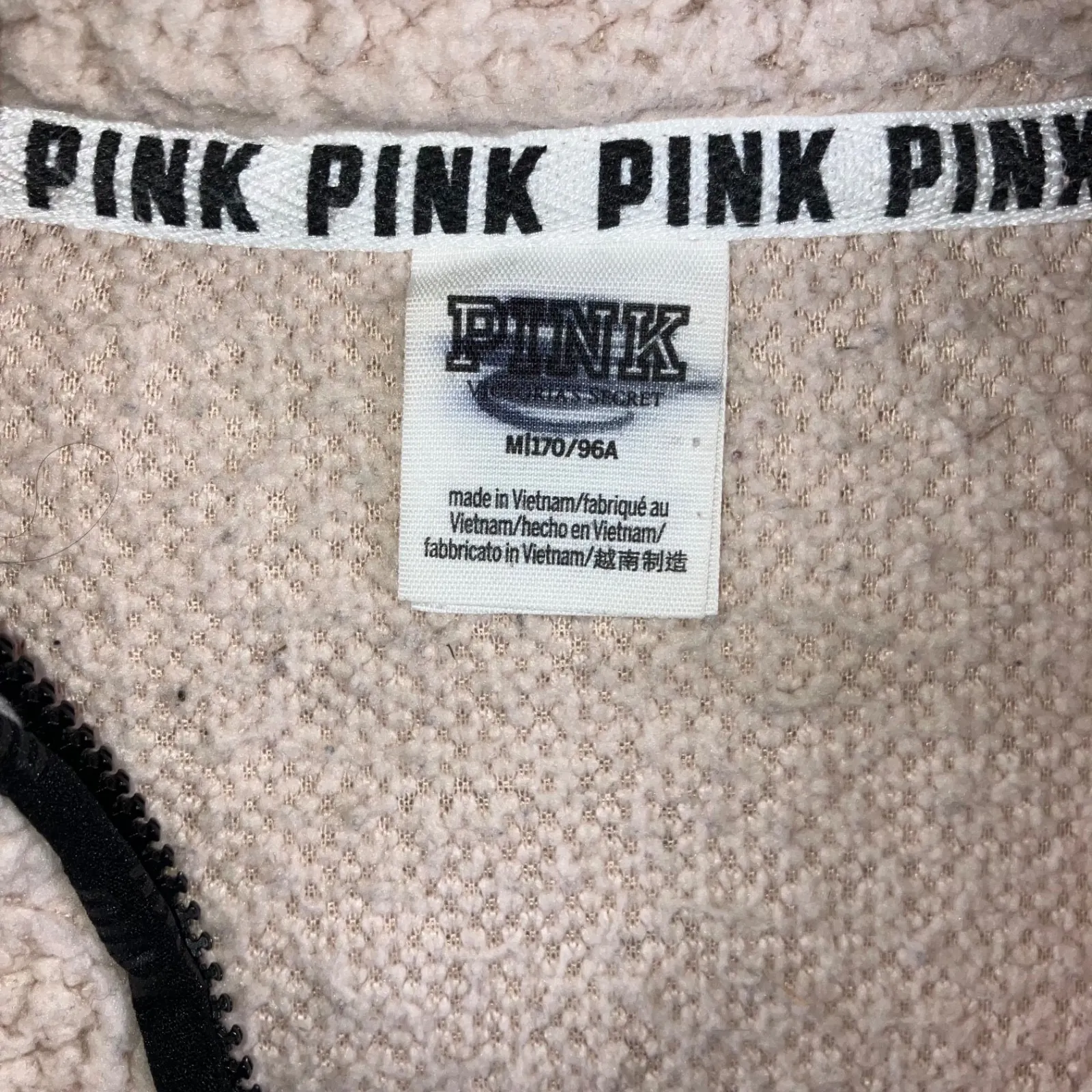 Victoria's Secret Pink Sherpa Pullover Women Medium 1/4‎ Zip Fleece Mock Meck - Image 9