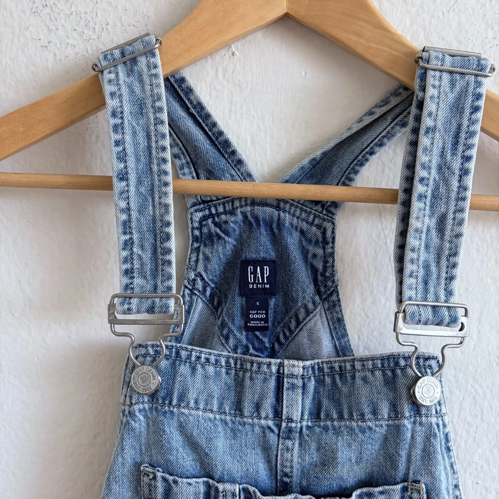 GAP Vintage Y2K 2000s Blue Denim Jean Short Overalls Womens Small Cottage Indie - Image 3