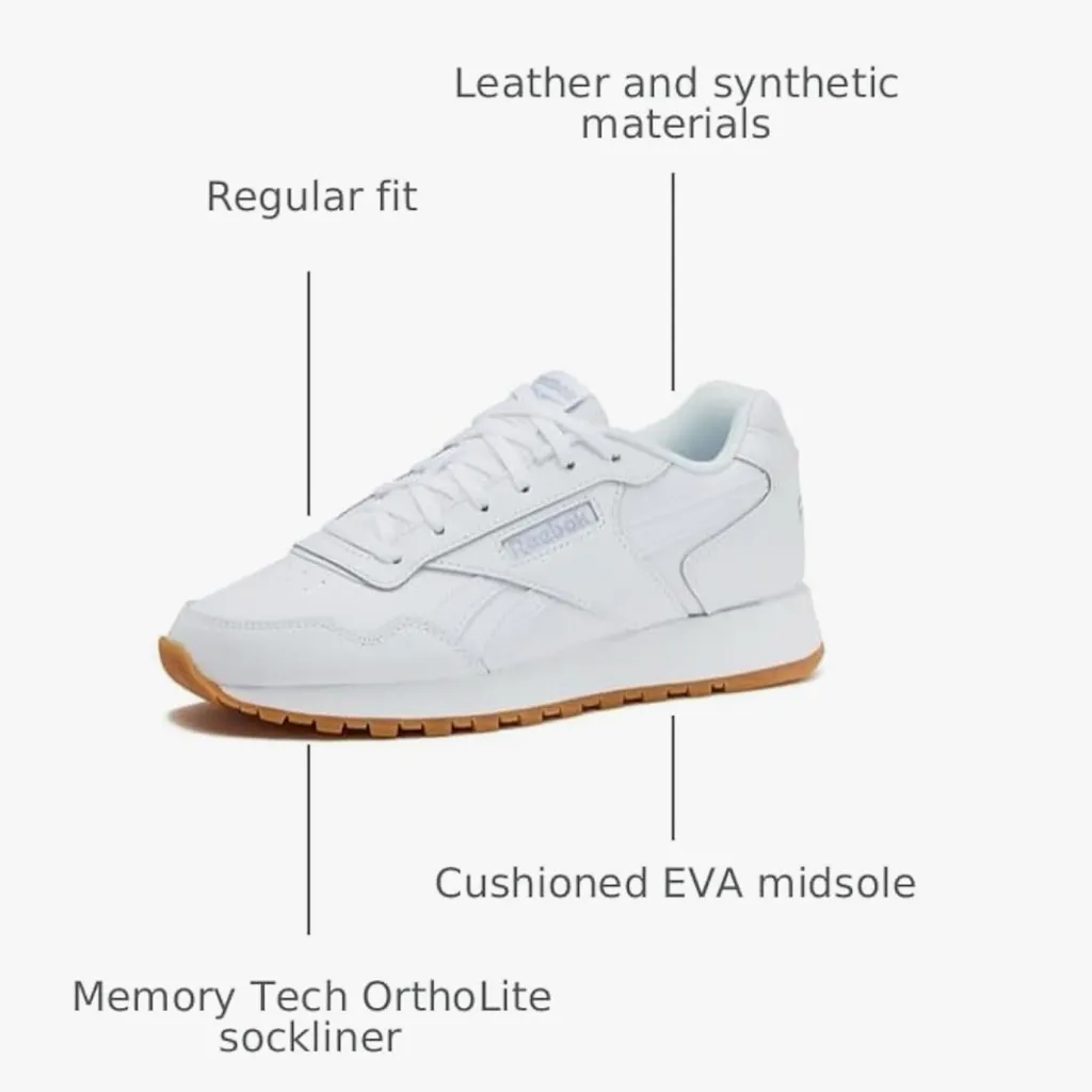 Reebok Women’s White Memorytech Ortholite* Glide Sneakers Sz 8.5 - Image 2