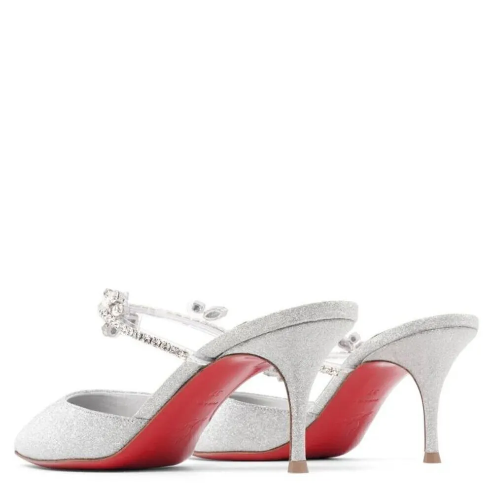 CHRISTIAN LOUBOUTIN Planet Queen 70 Glitter Leather Pump in Silver Glitter - Image 14