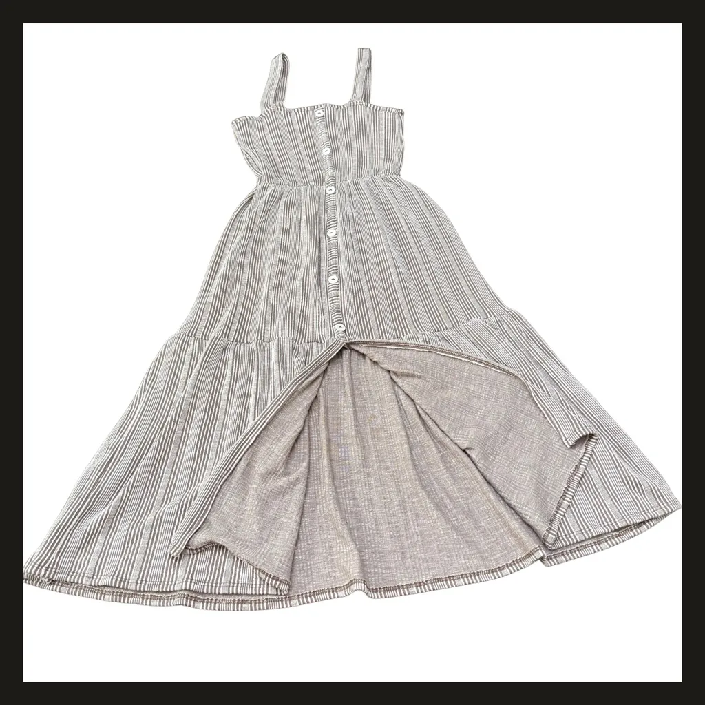Caution to the Wind Striped Button Front Tiered Midi Sundress Women’s Small EUC - Image 2