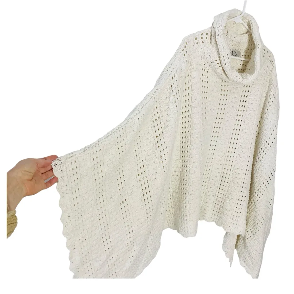 VINTAGE 90s ETC. Crochet Cowl Poncho Size XL - Image 3