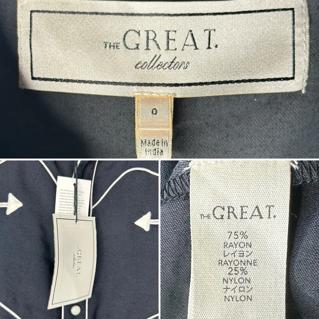 The Great Western Shirt Black Cream Piped Pearl Snap Size 0 - Image 8