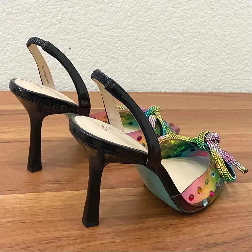 BETSEY JOHNSON "Deede" Embellished Rainbow Slingback Dress Pumps Size 6M - Image 8
