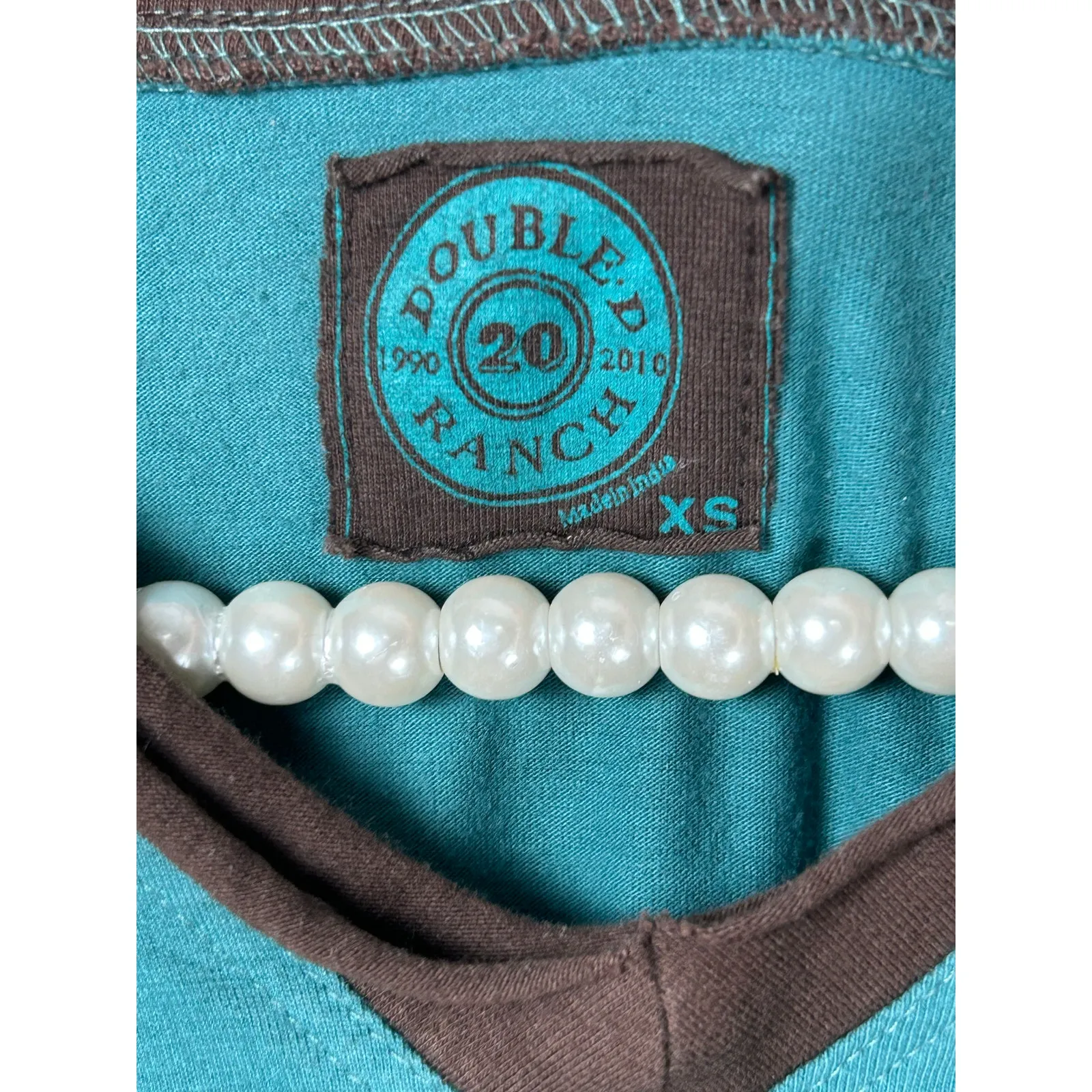 Double D Ranch Dress Size XS Western Boho Beaded Long Sleeve Cowgirl TINY FLAW Blue - Image 3