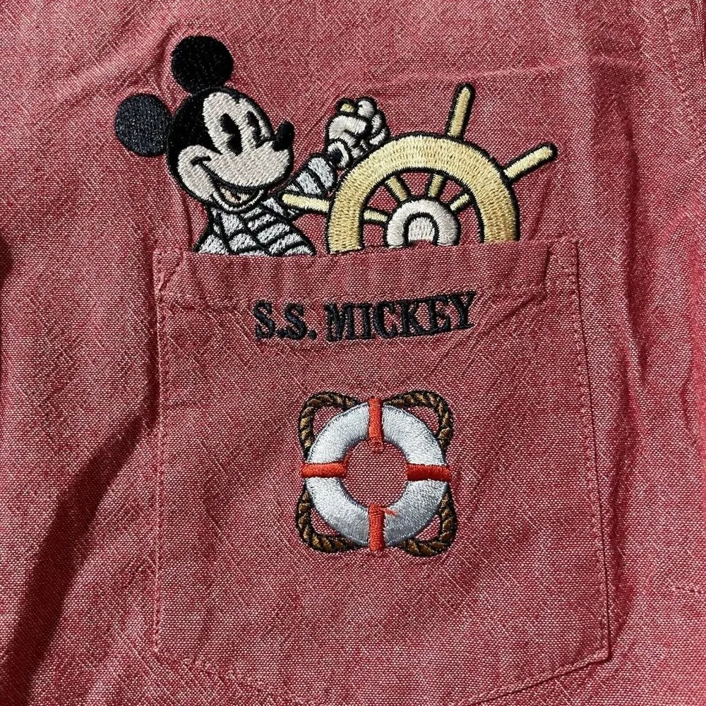 Disney Red Womens Button Down S.S. Mickey Size Medium - Image 2