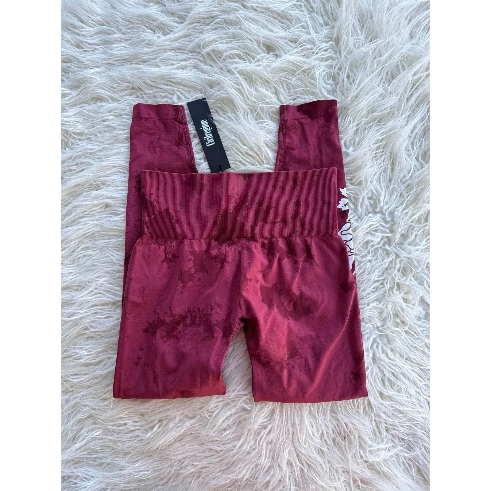 Civil Regime Blush Red Reaper Wash Kelly Seamless Leggings Size Medium Pink - Image 5