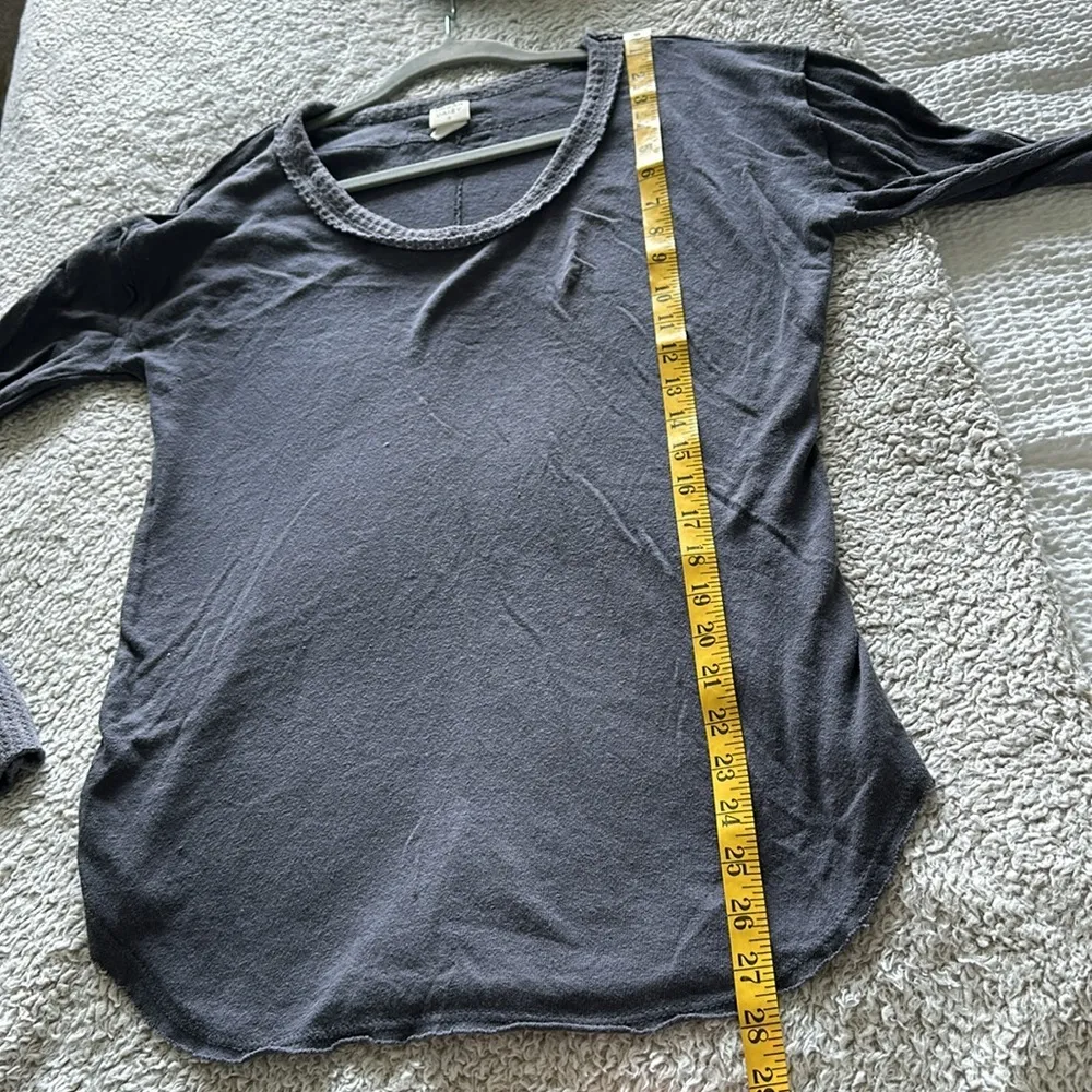 Urban Daizy Women's S Long Sleeve Ringer Henley Gray Distressed Pullover Grunge - Image 8