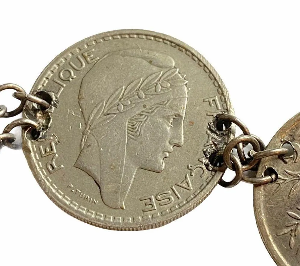 6 International Coins w Sterling Clasp Bracelet - Image 11