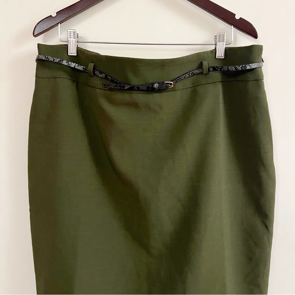 Black Label By Evan-Picone Hunter Green Pencil Skirt NEW Belt Size 16 - Image 2