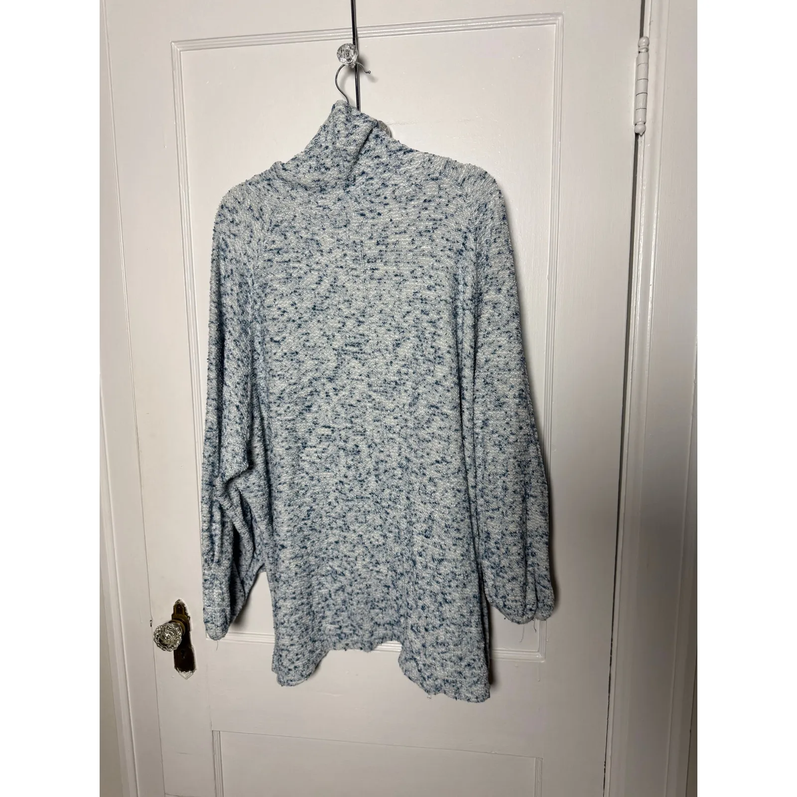 Free People BFF Cowl Neck Blue Knit Oversized Chunky Flowy Sweater Women's XS/S - Image 8