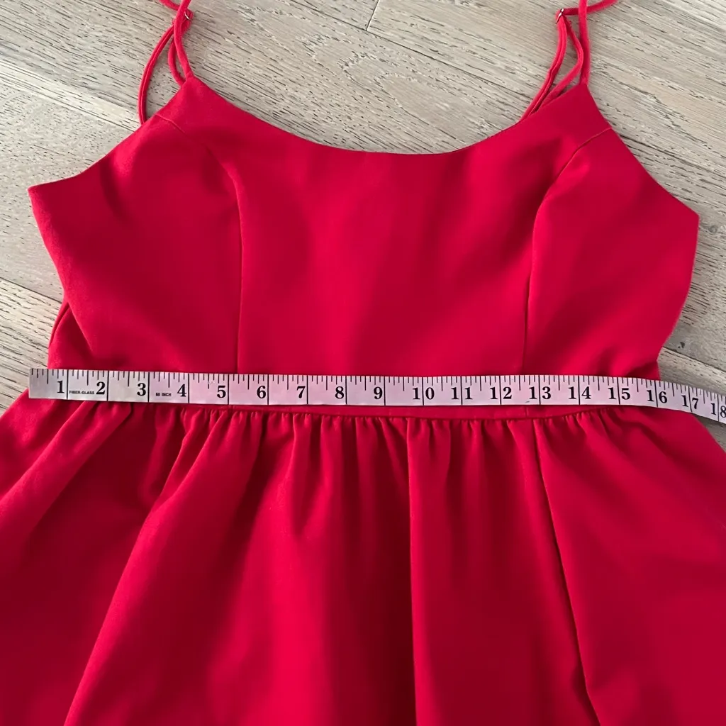 Showpo Red Fit & Flare Mini Dress Spaghetti Strap Skater Style Size 12 US - Image 8