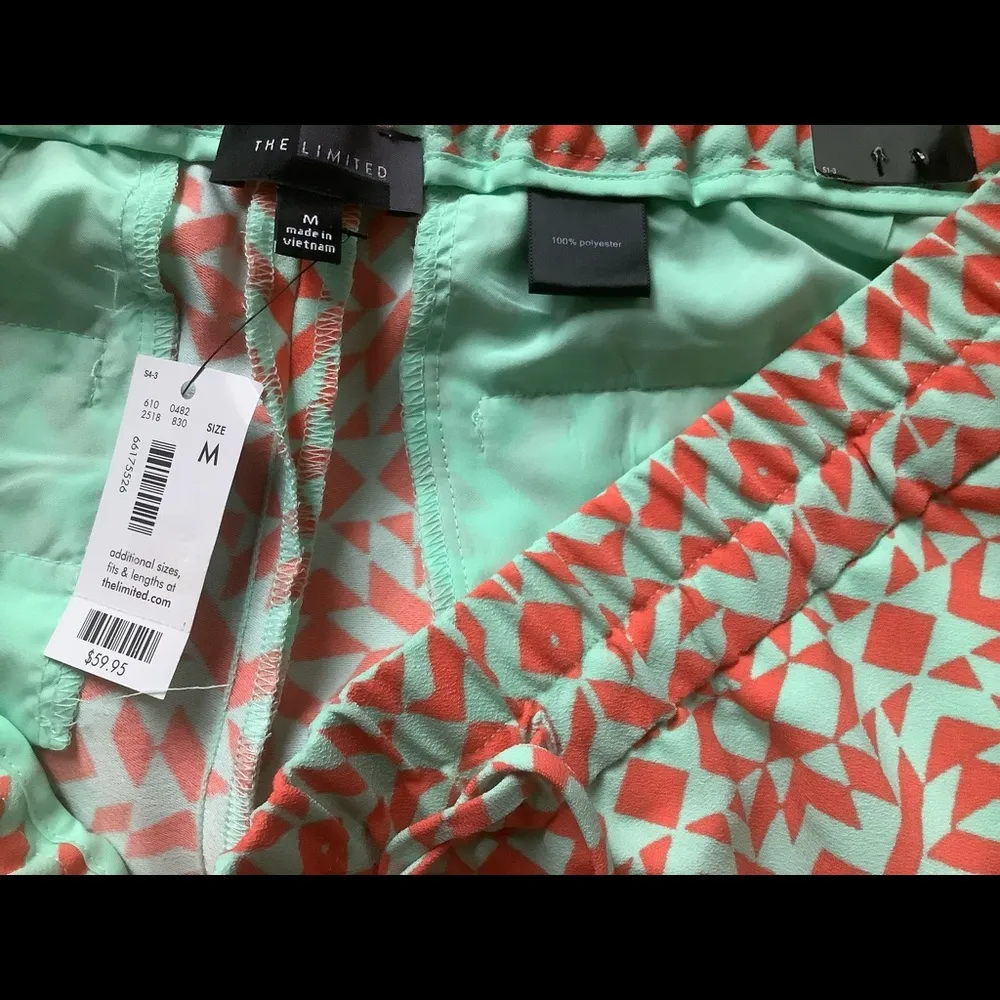 The limited drawstring w/pocket aztec print turquoise mint orange coral shorts M - Image 6