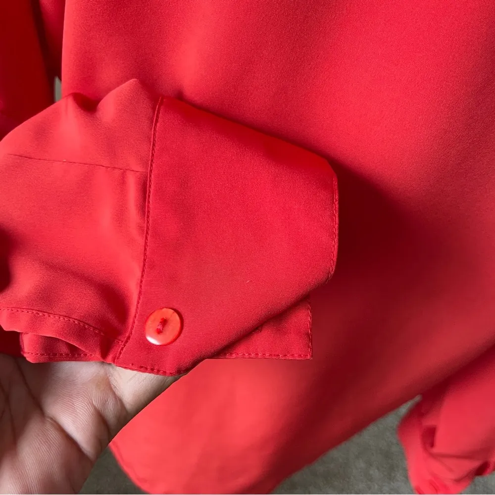 Rafaella  | Red Orange Oversized Button Down Blouse Sz 6 - Image 5