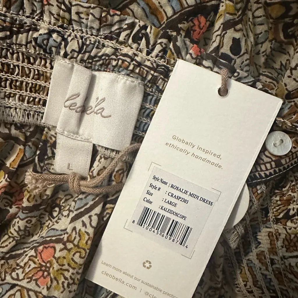 NWT Cleobella Rosalie ruffled tiered kaleidoscope paisley print Midi Dress L - Image 6