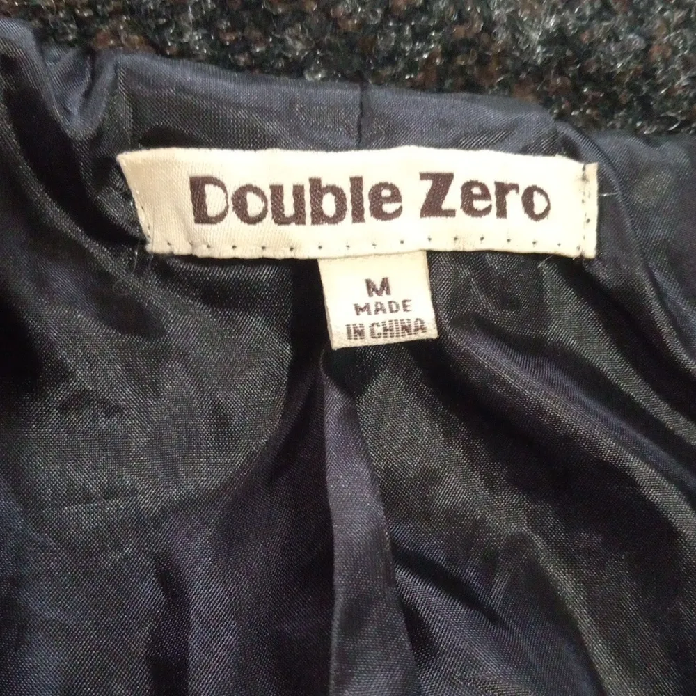 Double Zero Black and Brown Tweed Boucle Knit Belted Jacket - Image 9