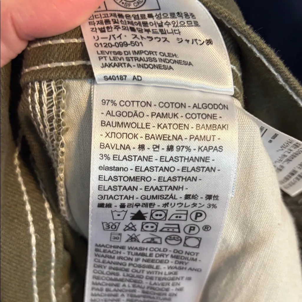 Levi’s High Rise Straight Crop Olive Green Pants Size 29 - Image 6