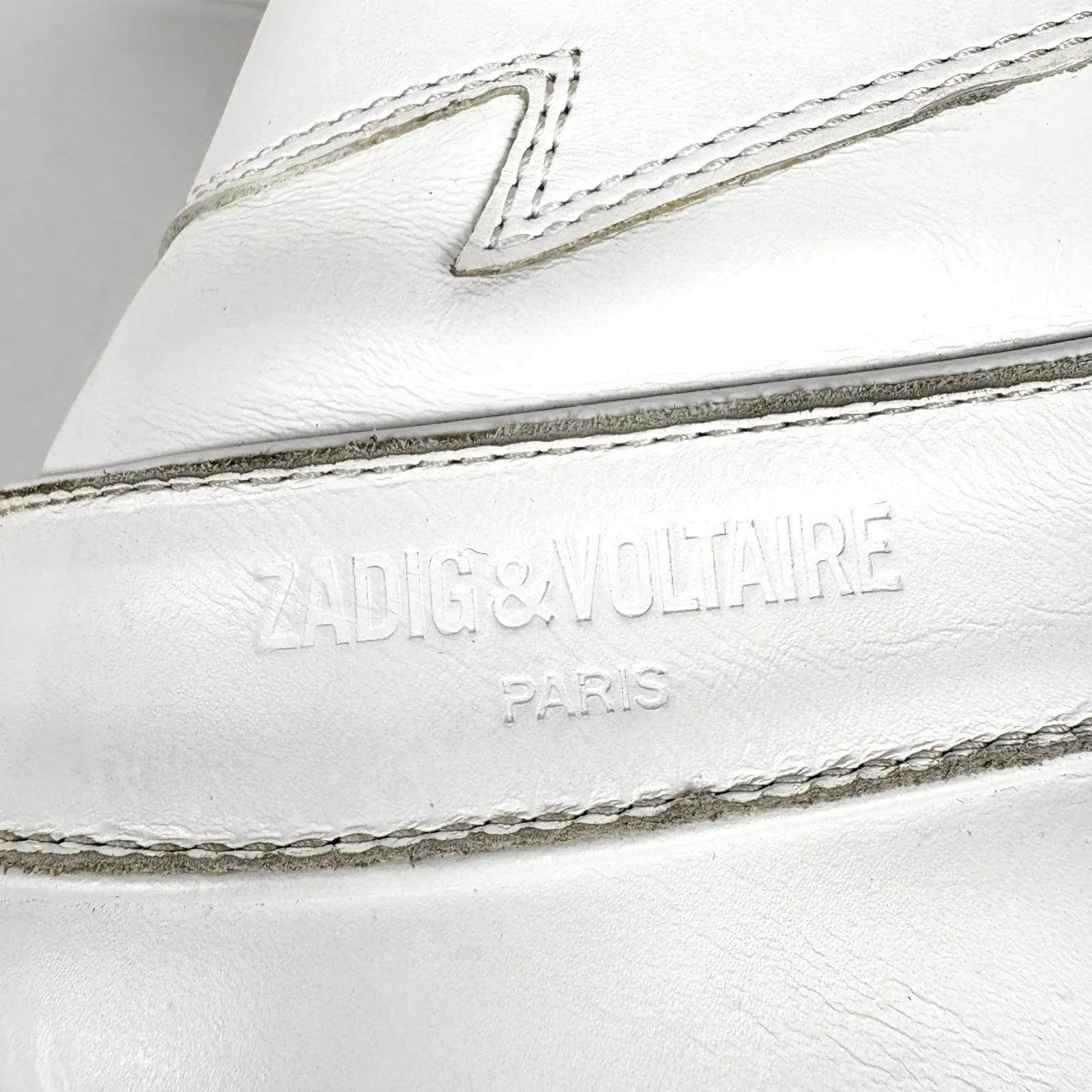 Zadig & Voltaire High Top Flash Sneaker White Lightning Lace Up Leather Size 36 - Image 12