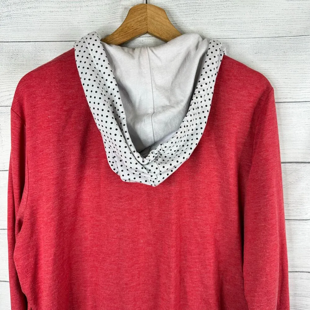 Disney Womens size XL Minnie Mouse Double Zip Layered Hoodie Polka Dots Bow Red - Image 6