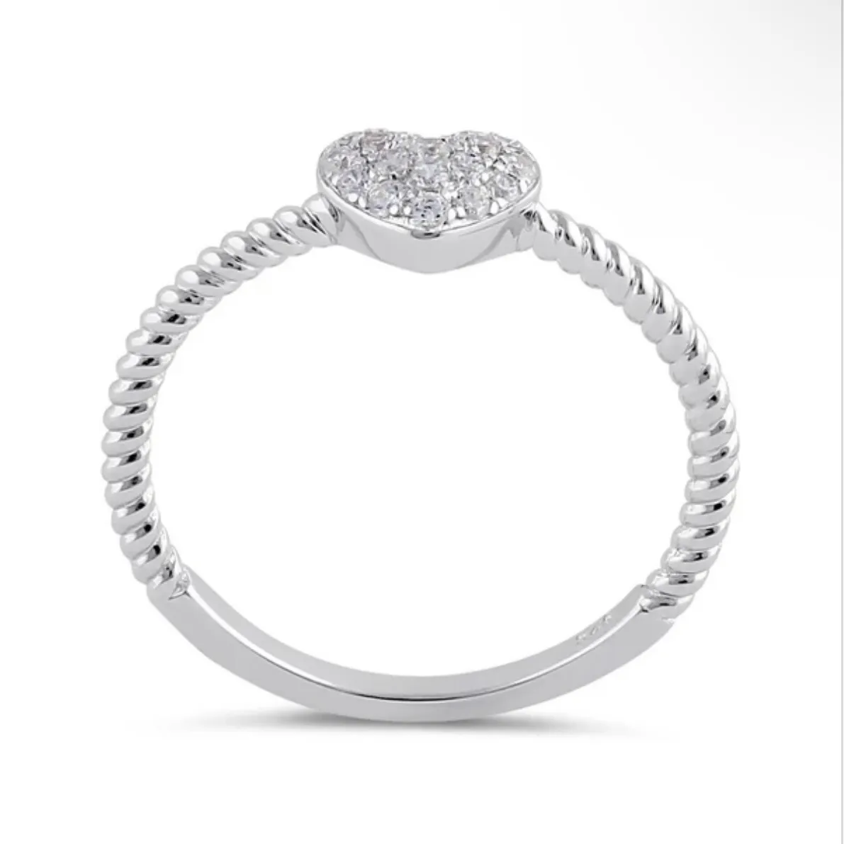 SIZE 6 925  Clear Rope Heart Ring - Image 3