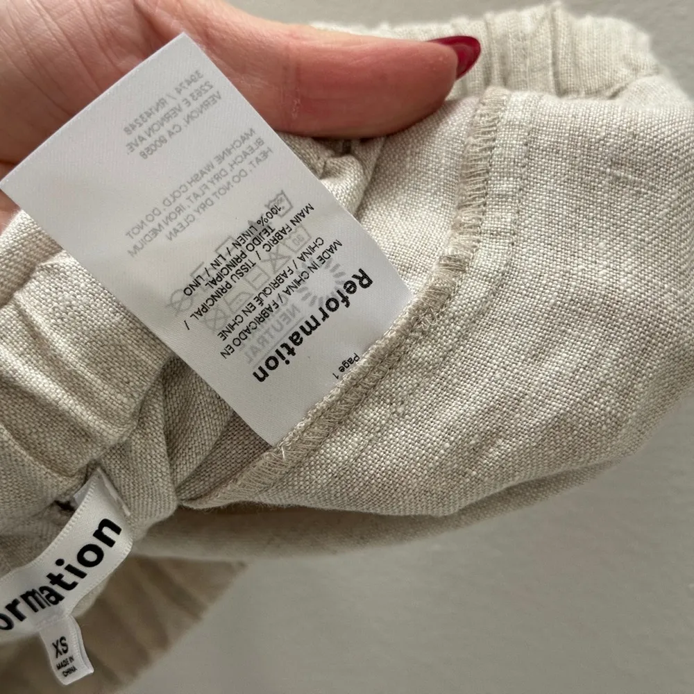 REFORMATION Ethan Linen Tan Pants XS - Image 5