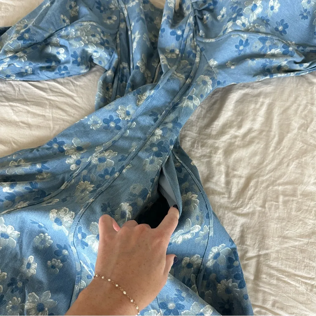 Ivy city co. Leah dress floral denim Blue Size 2 - Image 6