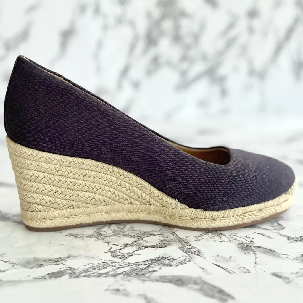 J. Crew Factory Navy Blue Canvas Espadrille Jute Wedges NWOT 7 - Image 9