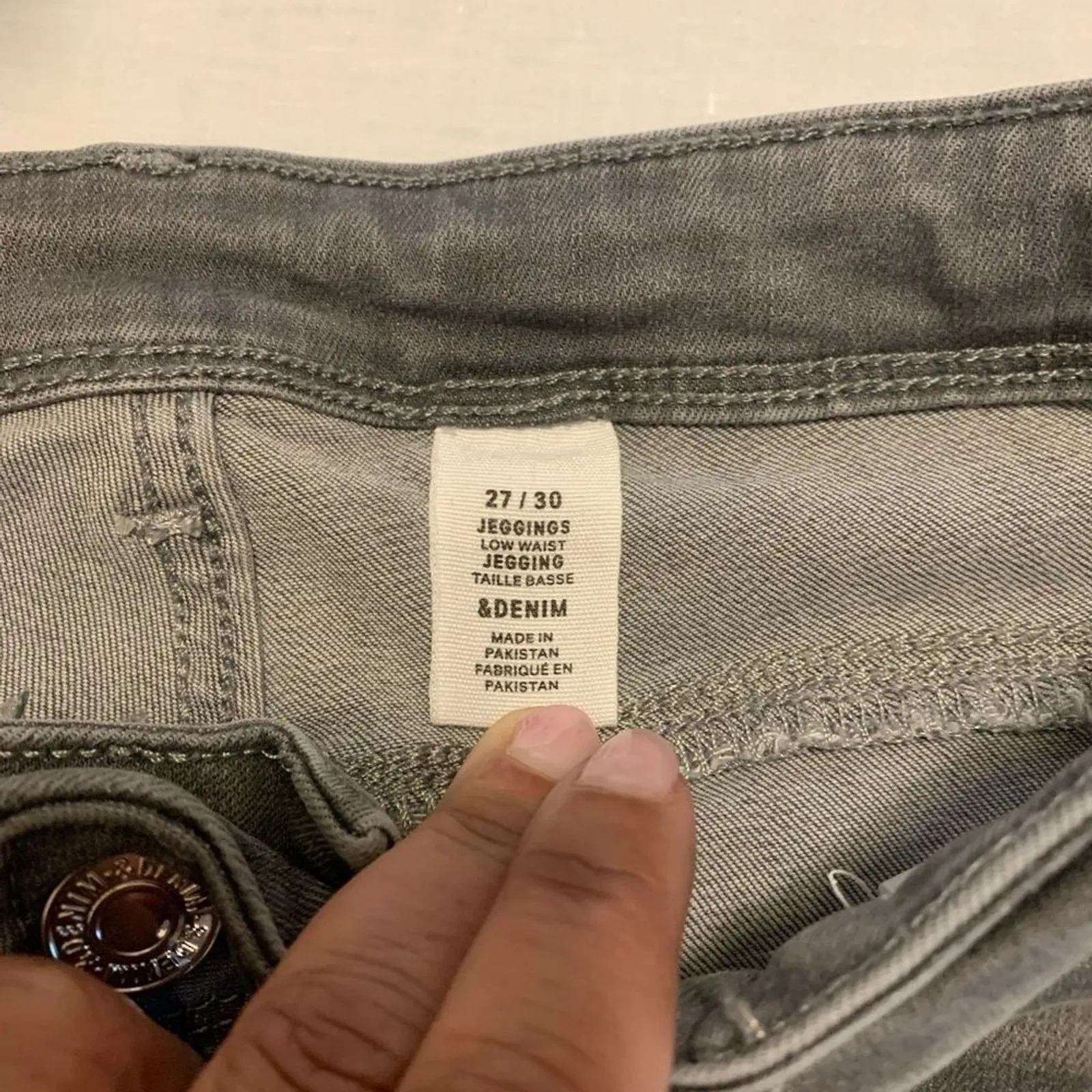 H&M Gray Wash Distressed Skinny Denim Jeans‎ Grunge Casual Pants Size 27W 30" # - Image 12