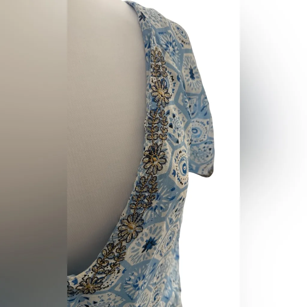 Lovers + Friends Anchored Down Mini Dress V Neck Watercolor Embroidered Medium - Image 6