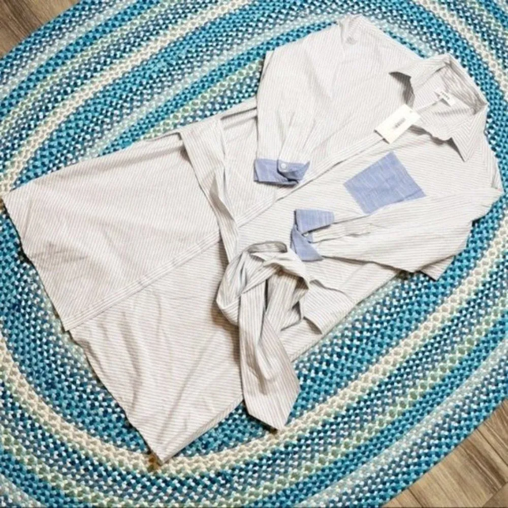 Frame Stripe Wrap Dress Long Sleeve T Shirt Dress Front Buttons sz Small NWT - Image 5