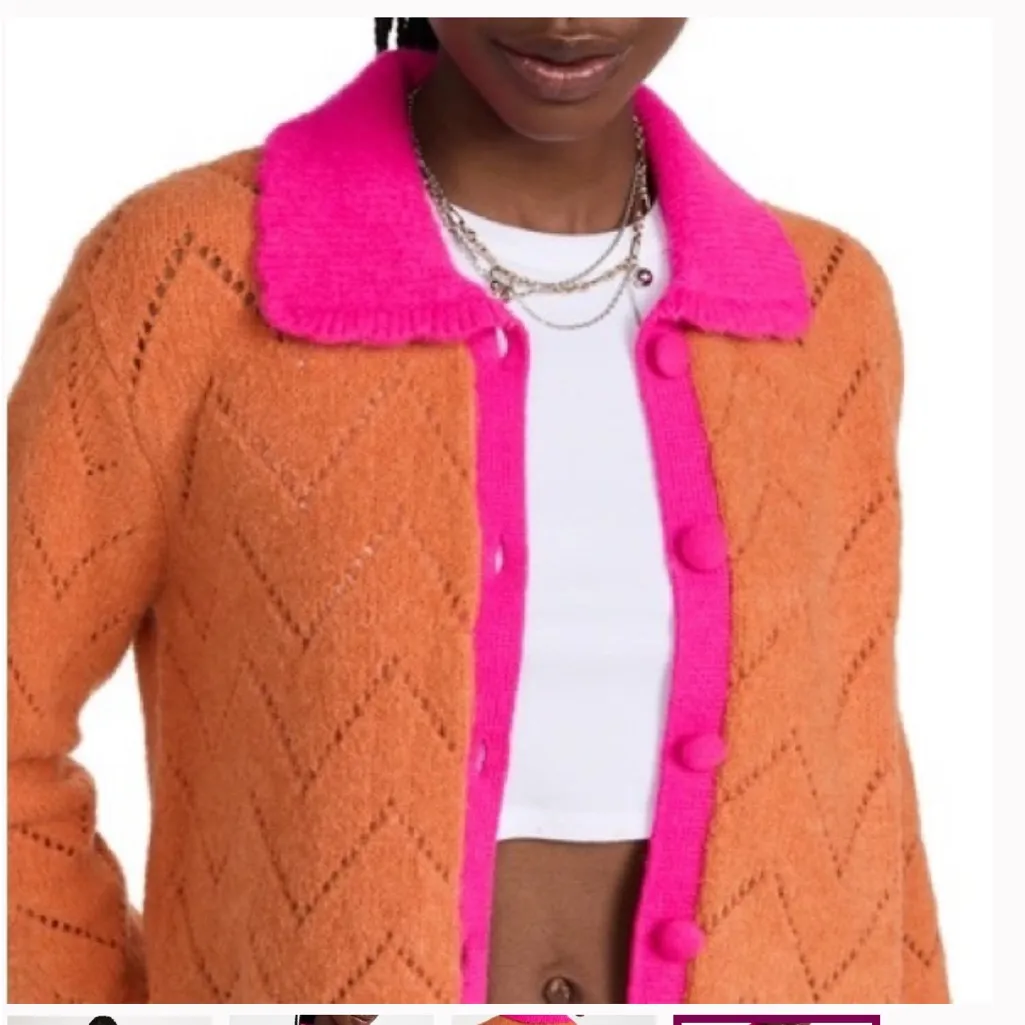 KITRI Orange and pink cardigan zig zag knit cardigan small - Image 2