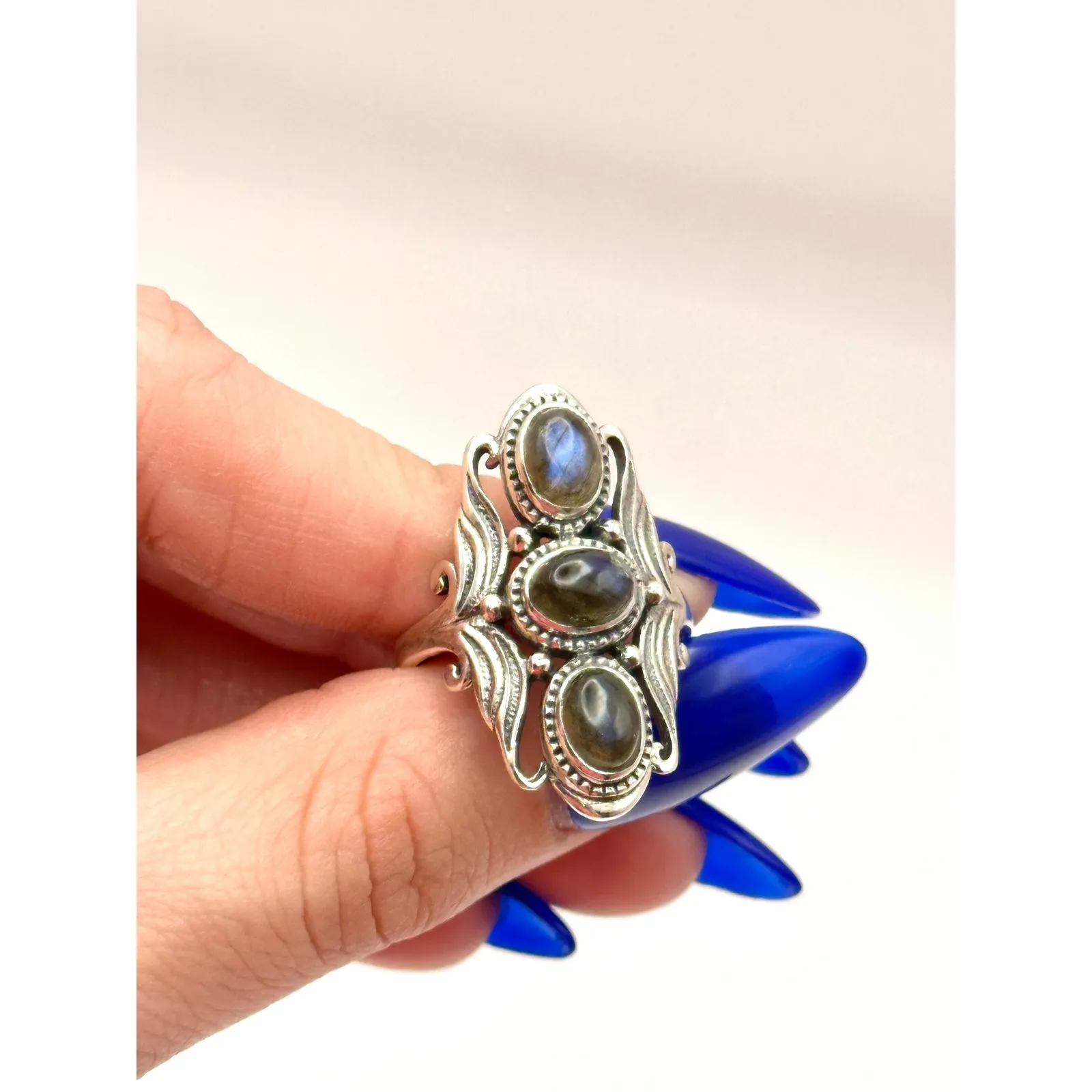 Labradorite Sterling Silver Handmade Statement Ring Size 9.5 - Image 5