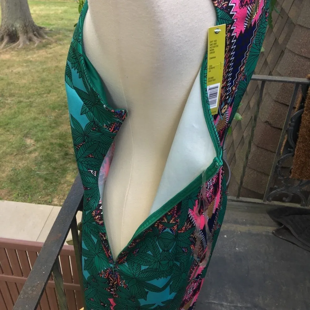 Gianni Bini Multicolor Green Pink Tropical Print Nora Dress - Image 4