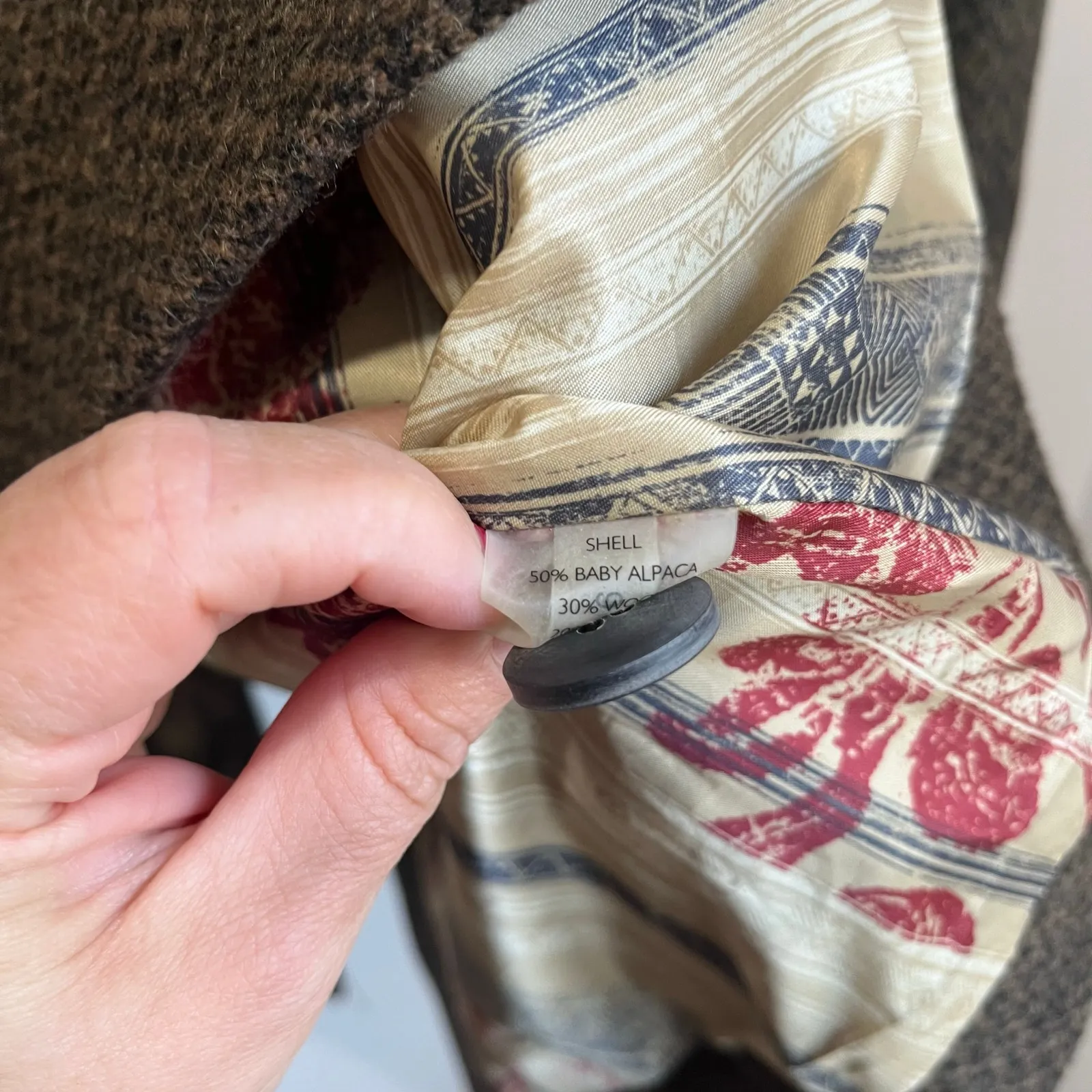 Peruvian Connection Baby Alpaca Wool Long Brown Blazer Coat Size 6 - Image 7