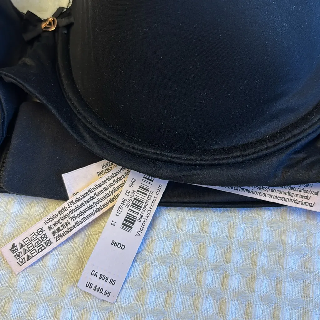 NEW! $50 VICTORIA’S SECRET 36DD(E) Lightly Lined Demi Bra BLACK Padded Underwire - Image 15