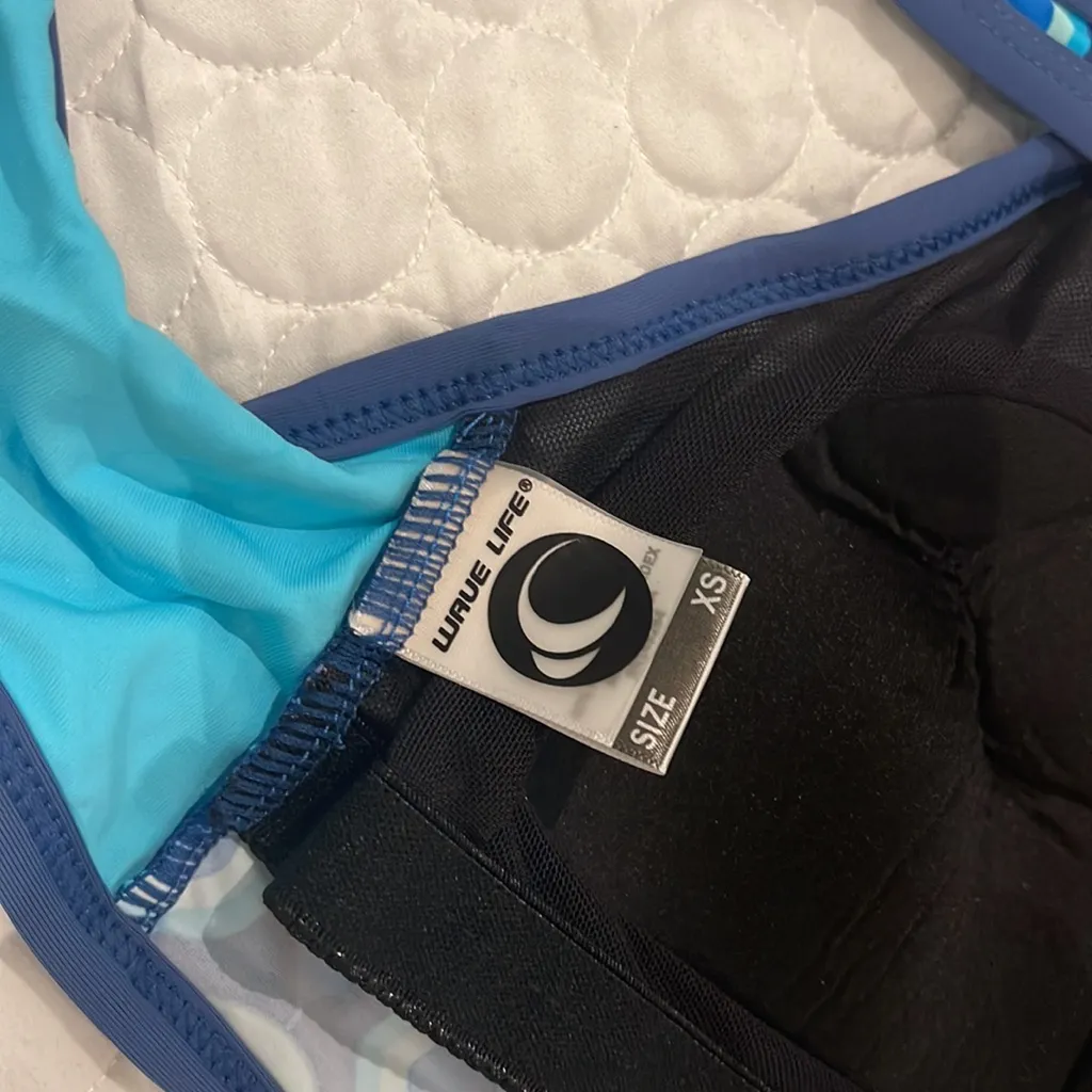 NWOT WAVE LIFE small one piece swim cutout front zipper high waist polka dot Blue Size XS - Image 6