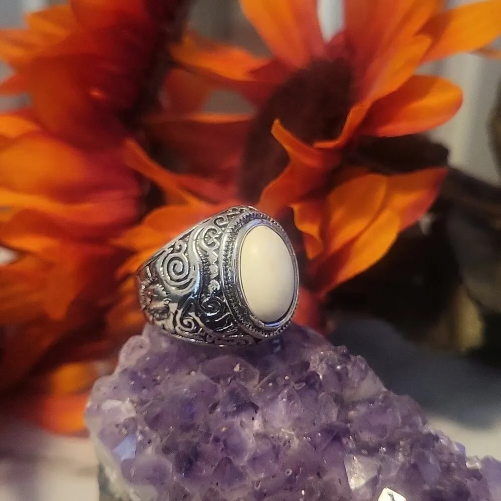 Bohemian Marble Stone Vintage Rings Silver - Image 7